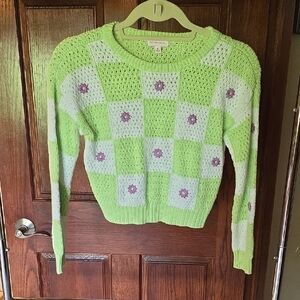 Design History Lime and White Checkered Sweater
